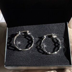 Twisted Silver Hoop Earrings